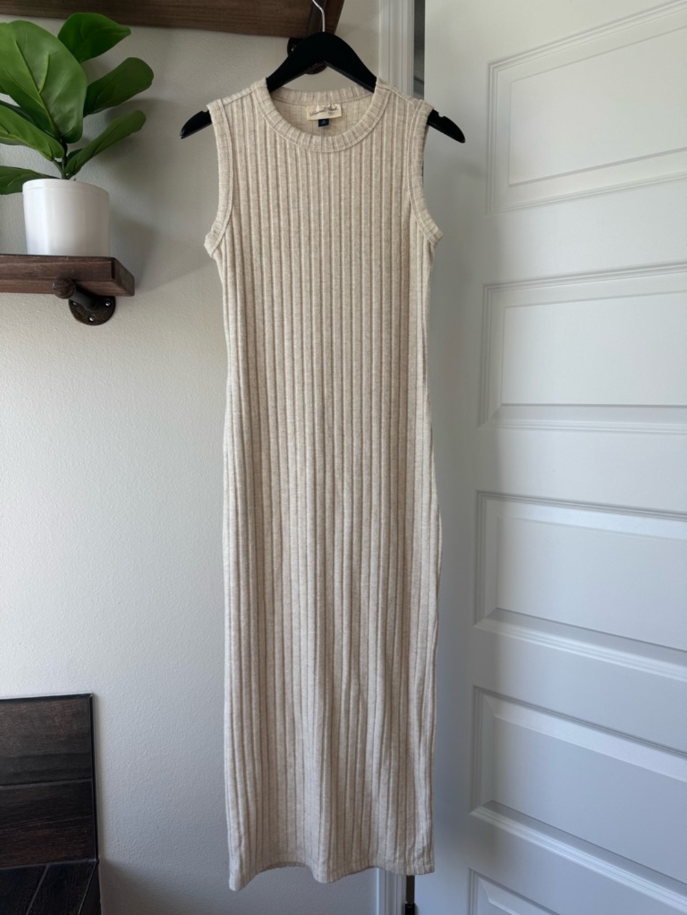 Universal Thread Cream Ribbed sleeveless midi dress